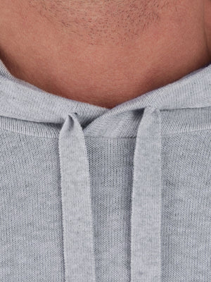 Pullover Knitted Hoodie - Light Grey Marl