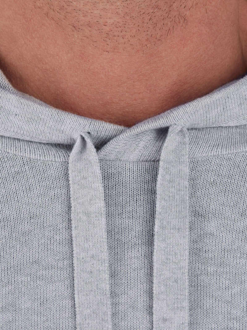 Pullover Knitted Hoodie - Light Grey Marl