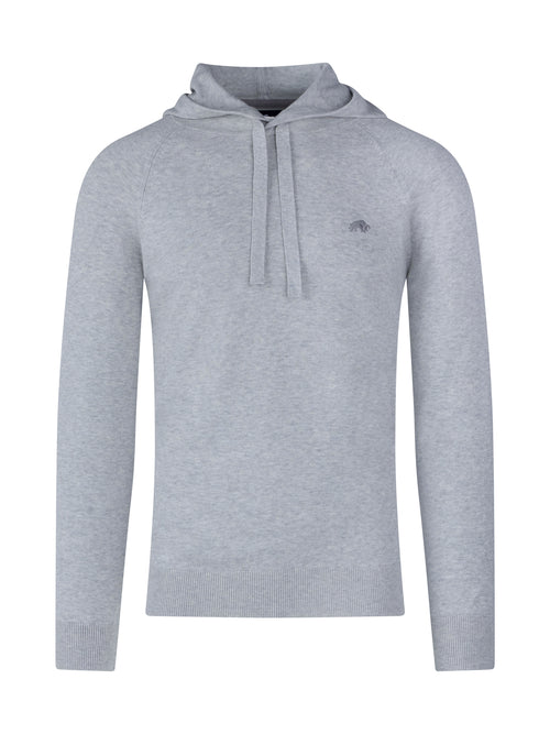 Pullover Knitted Hoodie - Light Grey Marl