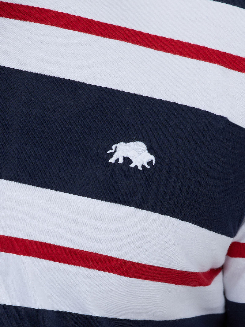 Two Tone Stripe Polo - Navy