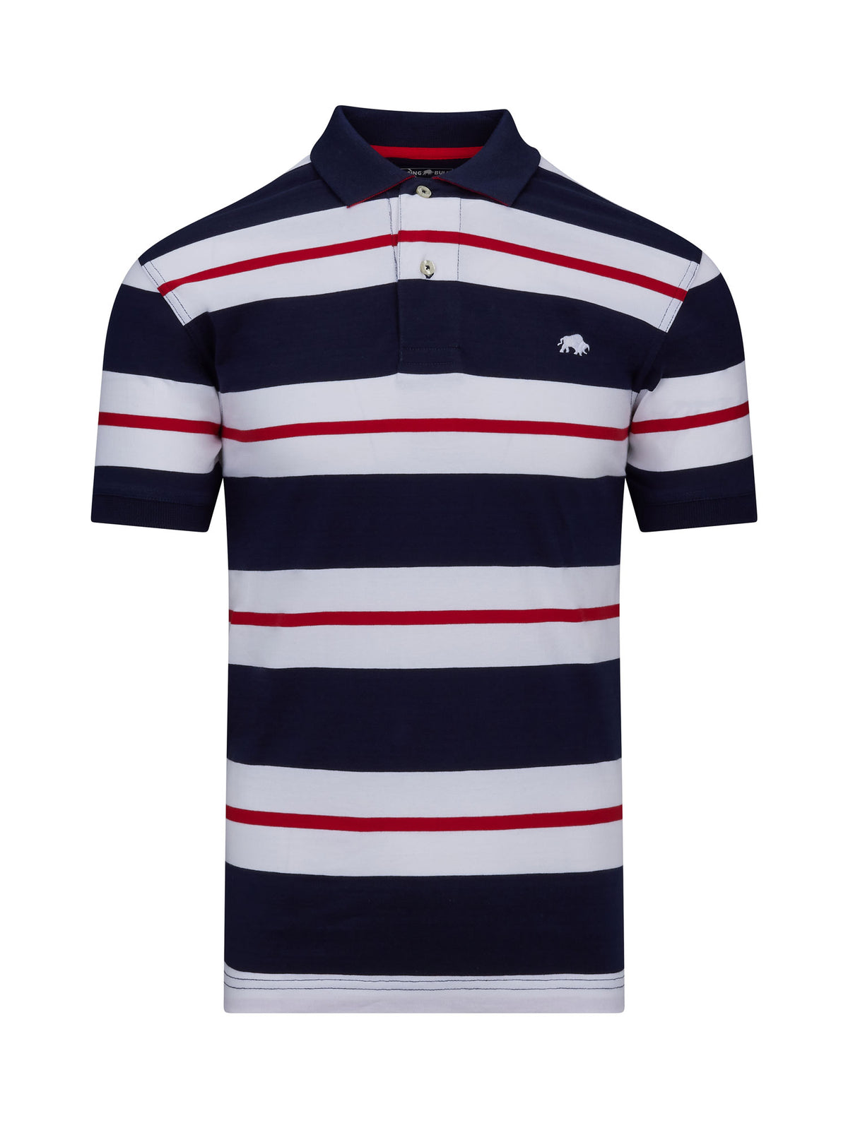 Two Tone Stripe Polo - Navy