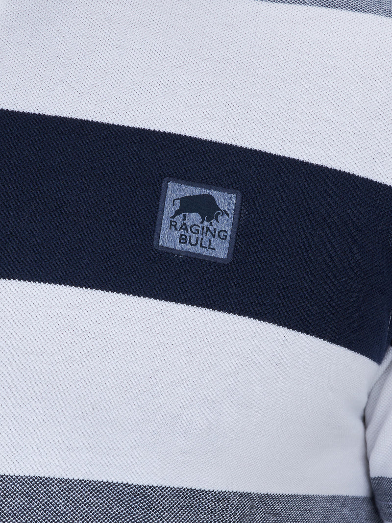 Birdseye Contrast Panel Polo - White
