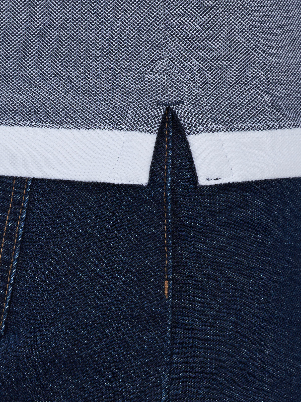 Birdseye Contrast Panel Polo - White