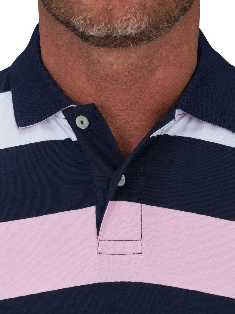 Jersey Contrast Panel Polo - Navy