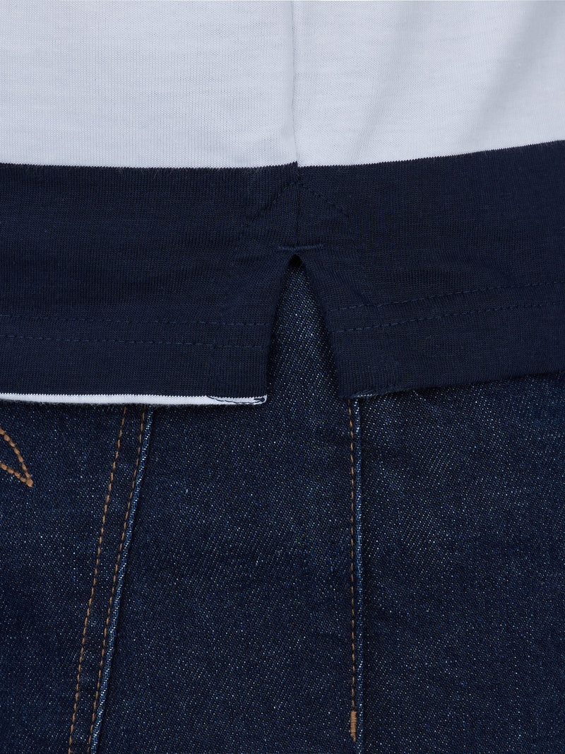 Jersey Contrast Panel Polo - Navy