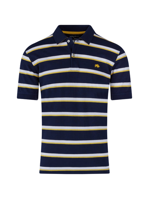 Thin Stripe Pique Polo - Navy