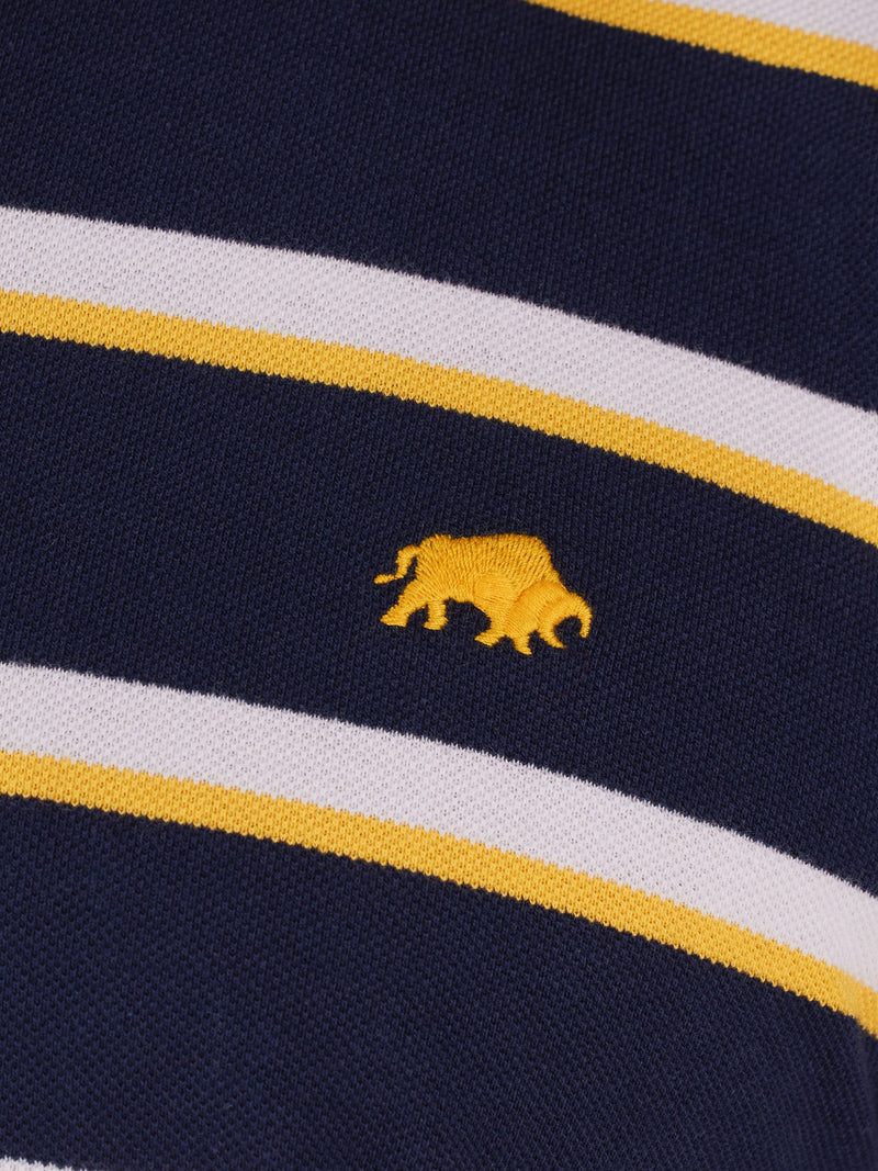Thin Stripe Pique Polo - Navy