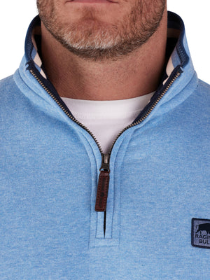 Badge Quarter Zip Sweat - Sky Blue