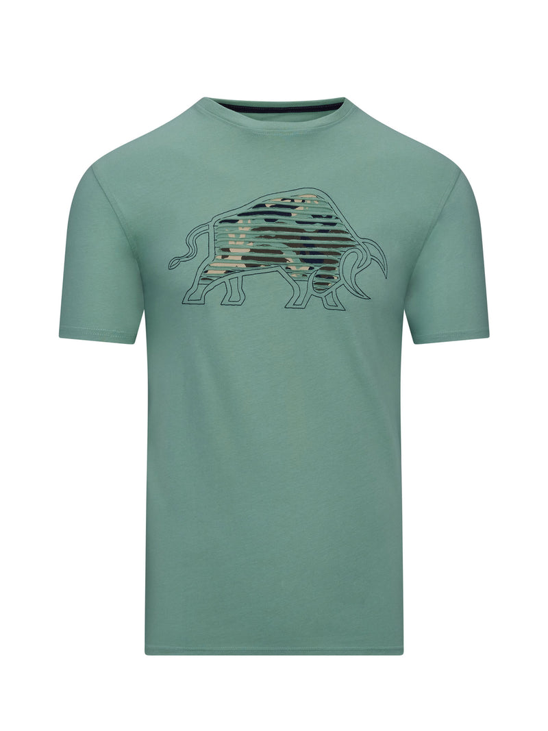 Camo Slash Bull T-Shirt - Sage